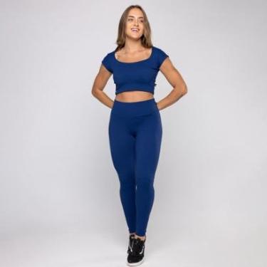 Imagem de Conjunto Legging Fitness Feminina + Cropped Poliamida Bojo-Feminino
