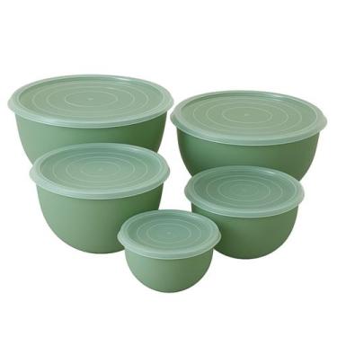 Imagem de Jogo De 5 Potes De Plasticos Redondo Com Tampa - taiwan collection, Ve