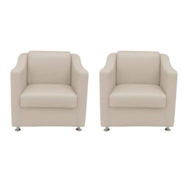 Imagem de Kit 2 Poltronas Sofia Decorativa Para Recepção Bege Corino