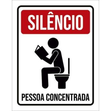 Imagem de Kit 10 Placas Decorativa - Silêncio Pessoa Concentrada Livro - Sinaliz