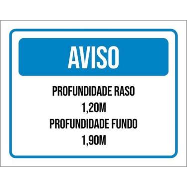 Imagem de Kit 10 Placa Acm Aviso Profundidade Raso Fundo 18X23 - Sinalizo