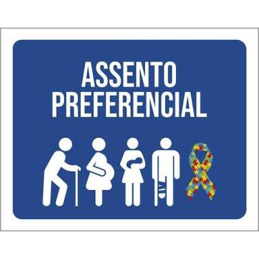 Imagem de Kit 10 Placa Acm Assento Preferencial Autista 18X23 - Sinalizo