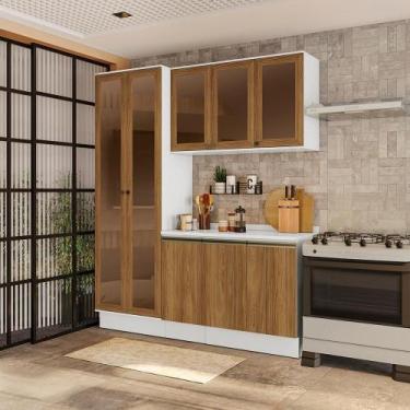 Imagem de Armário de Cozinha Compacta com Vidro Reflecta 100% MDF 192cm Branco/N