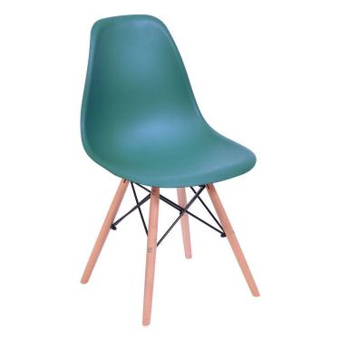 Imagem de Cadeira Eiffel em Policarbonato e Base Madeira - Azul Petroleo