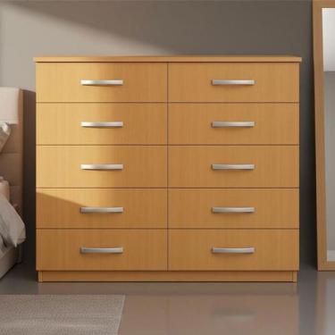 Imagem de Cômoda Marbela 10 Gavetas Branco Cinnamono - Evidencia Móveis, Marrom