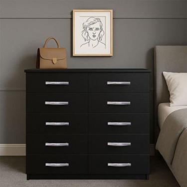 Imagem de Cômoda Marbela 10 Gavetas Preto - Evidencia Móveis, Preto
