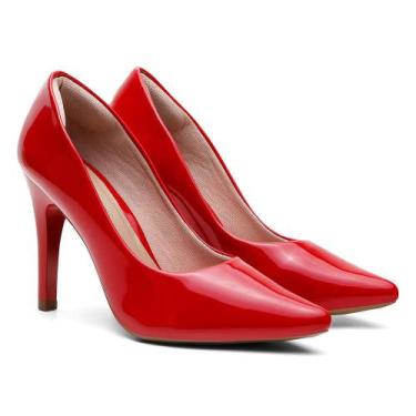 Imagem de Sapato Scarpin Verniz Salto Alto Fino Leve Conforto Classico - Café Me
