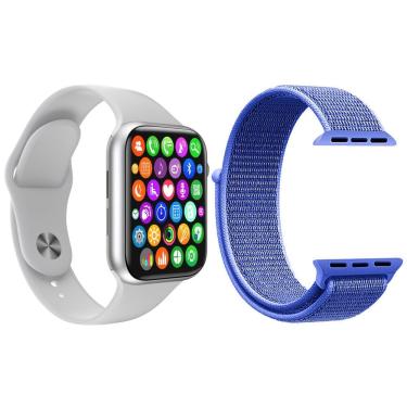Imagem de Kit Smartwatch Iwo8 Lite Plus Branco + Pulseira Azul