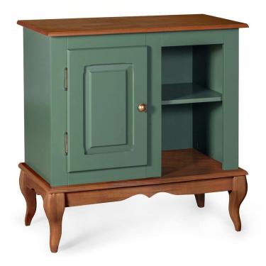 Imagem de Gabinete para Banheiro 1 Porta 2 Nichos e Pés Luiz XV Dália 3051 - Verde Musgo/Imbuia Glazer