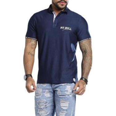 Imagem de Camisa Gola Polo Masculina Fecho botões de pressão Azul Pit Bull 88126-Masculino