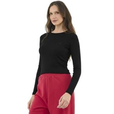 Imagem de Blusa Colcci Canelada Manga Longa Preta Feminina-Feminino