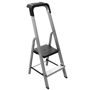 Imagem de BTF, Escada de Alumínio Botafogo Pro, 2 Degraus, Uso Profissional, Plataforma com Bandeja Porta-Ferramentas, Antiderrapante