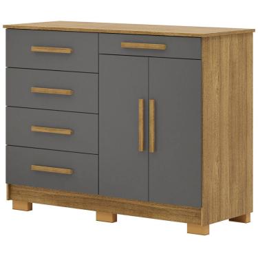 Imagem de Cômoda Sapateira Para Quarto 2 Portas 5 Gavetas Biana V01 Nature Alasca - Lyam Decor