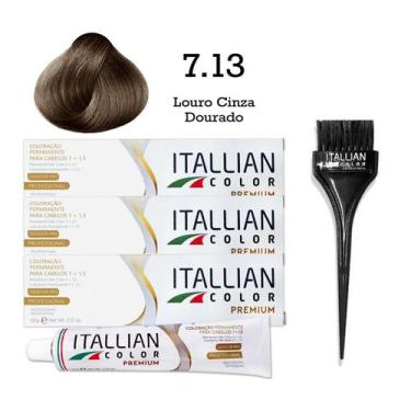 Imagem de 3 Unidades Coloração 7.13 Louro Cinza Dourado  Itallian Color - Italli