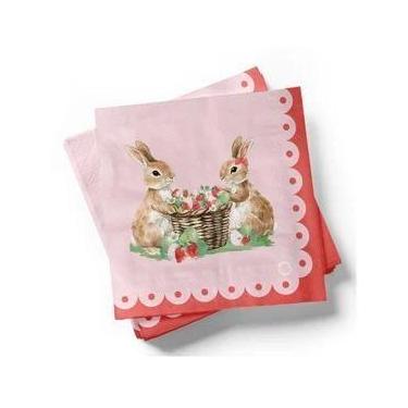 Imagem de Guardanapo de Papel Coelho Páscoa c/20 unid Vermelho 33x33cm - FLORART