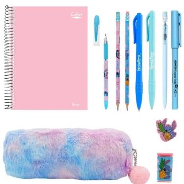 Imagem de Kit Papelaria Stitch Kawaii Lapis Borracha Apontador Caneta Fofas