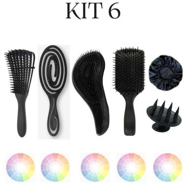 Imagem de Kit de Escovas e Touca de Cetim Modelo Polvo Flexível Mágica Raquete Massageadora para...