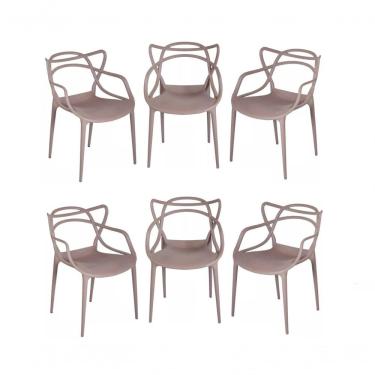 Imagem de Kit 6 Cadeiras Allegra Estrutura em Plástico Fendi para Jantar Restaurantes Varandas e Espaços Gourmet