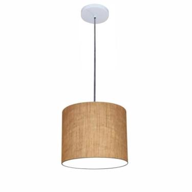 Imagem de Luminária Pendente Free Lux Md-4107 Cúpula em Tecido 25X20CM Fio Cristal Branca Vivare Brasil