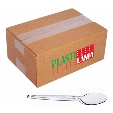Imagem de Colher Plástica para Sobremesa Sobremesa Plastilânia Cristal Descartável