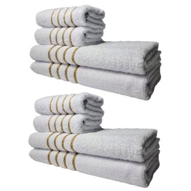 Imagem de Kit 8 Toalhas Grossas E Grandes Montreal 4 Banhos 4 Rostos Branco