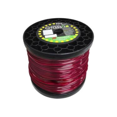 Imagem de Fio Nylon Cortador Grama Quadrado 2,4Mm 2Kg Vermelho - GRASSFIO