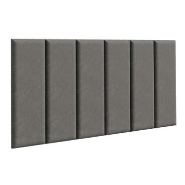 Imagem de Cabeceira Estofada Modular Kit 6 Peças para Camas de Solteiro Madesa, 