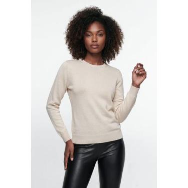 Imagem de Blusa feminina malha básica gola redonda 61319 - - Fluffy, Cru, M