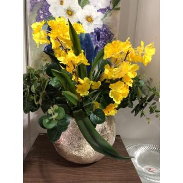 Imagem de Arranjo De Flor De Pêssego Artificial + Vaso De Cerâmica - Empório da 