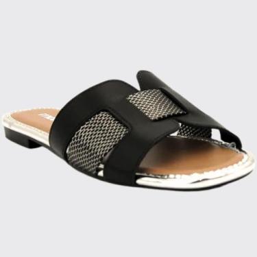 Imagem de Tamanco Feminino Rasteira Slide Tresse Moleca 5435.553.29850, Preto, G
