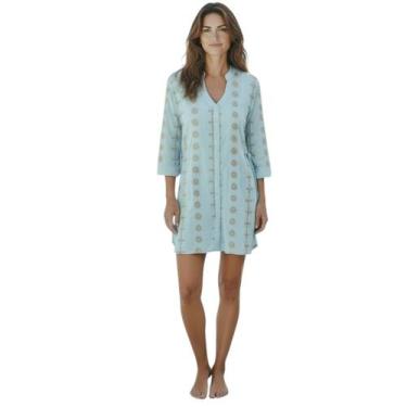 Imagem de Saída De Praia Chemise Em Viscose Feminina Aberta Moda Verão Cor:Estam