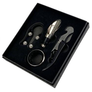 Imagem de Kit Acessórios para Vinho Saca rolhas 4 Peças Inox - Livon