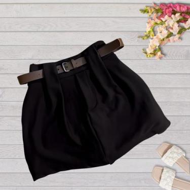 Imagem de Short Saia Plus Size  Feminino Frente e Costa com Cinto de Couro - Bel