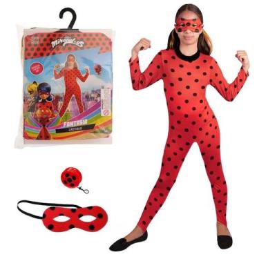 Imagem de Fantasia Ladybug Feminina Infantil de Luxo Com Máscara e Ioiô Heroina 