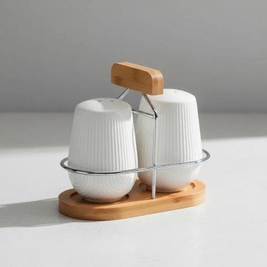 Imagem de Saleiro e Pimenteiro Oásis em Cerâmica Branco 90ml