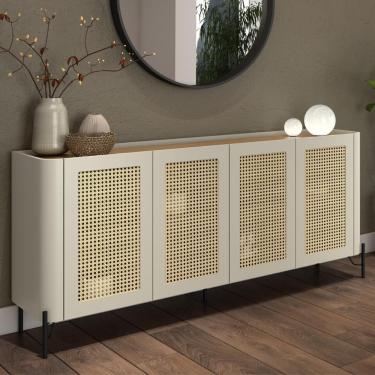 Imagem de Aparador Buffet Bend Contemporâneo 4 Portas sem Gavetas MDF 180CM Cinza com Preto Casa Lar Shop