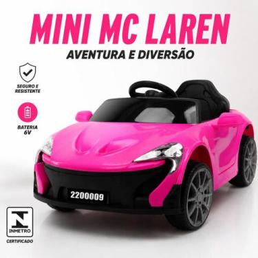 Imagem de Carro Elétrico Infantil Unitoys Mini Mc Laren Rosa 6V para Crianças 3+
