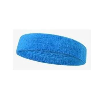 Imagem de Faixa de Cabeça Esportiva Elástica Alta Absorvente de Suor Azul Claro OEM