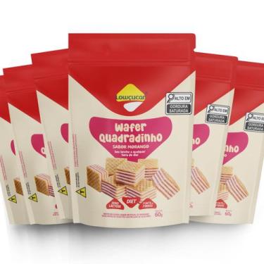 Imagem de Kit 6 Unid. Wafer Quadradinho Lowçucar Zero Lactose Sabor Morango 60Gg