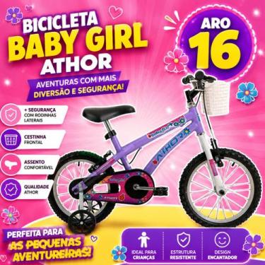 Imagem de Bicicleta Infantil Feminina Baby Girl Aro 16 Athor Rodinhas, Violeta