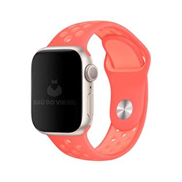 Imagem de Pulseira Silicone Furos Esportiva, compatível com Apple Watch (Coral Vivo, 42/44/45 Grande)
