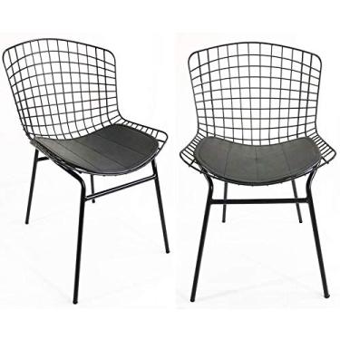 Imagem de Kit 2 Cadeiras BERTÓIA preta tubular - Poltronas do Sul