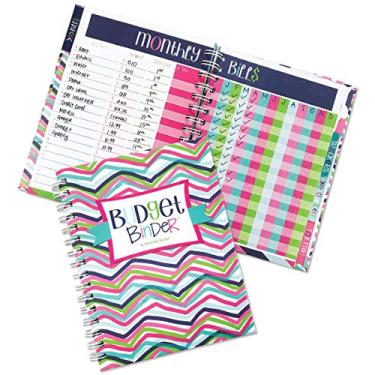 Imagem de Organizador de 12 meses com agenda de orçamento e bolsos para gestão financeira, 354 adesivos | pasta de orçamento, Preppy 'N Pink Chevi, Binder Only