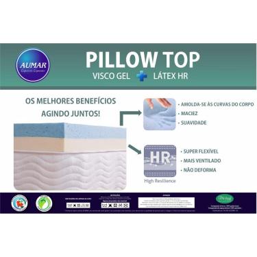 Imagem de Pillow Top Visco Nasa Gel + Látex Hr Foam Solteiro (88) 8cm