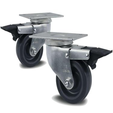 Imagem de 2 Rodizio 3" Pol. Placa Freio Pvc Glpf.312.bp.fp