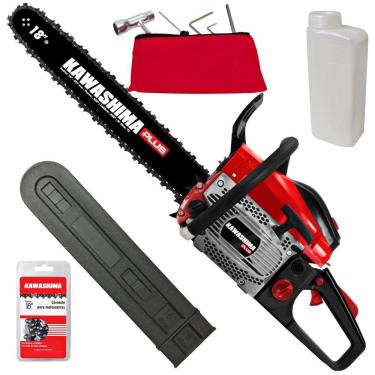 Imagem de Motosserra À Combustão Kawashima Plus KCS 550P 2 Tempos 54,6cc Com Sistema Antivibração + Corrente 72 Elos e Sabre 18 Polegadas