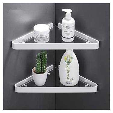 Imagem de ZTBH Prateleiras de vidro de canto para banheiro divisória de banheiro, prateleira de banheiro, conjuntos de ferragens para banheiro (cor : branco de dois camadas)