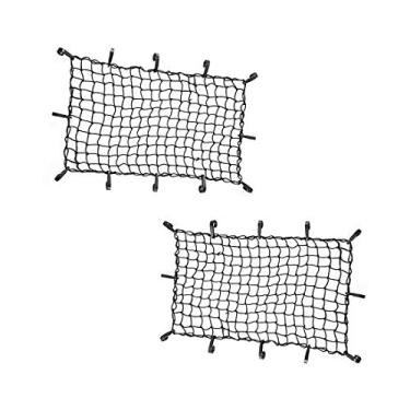 Imagem de CZC AUTO Rede Elástica de Látex Preta de 55,88 cm x 96,52 cm com Malha Pequena de 5,88 cm x 5,5 cm e 12 Ganchos de Plástico Ajustáveis para Bagageiro de Teto, Cesta de Engate SUV (Pacote com 2)