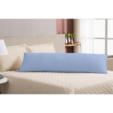 Imagem de Fronha Para Travesseiro De Corpo 1,30M Algodão Azul Zíper