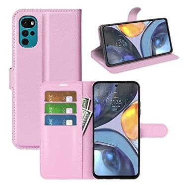 Imagem de Capa Capinha Carteira Para Motorola Moto G22 Case Porta Cart�es Em Couro Flip Wallet 360 Anti Impacto (Rosa)